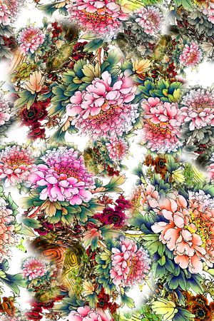 数码★花卉图案印花华亿平台图片