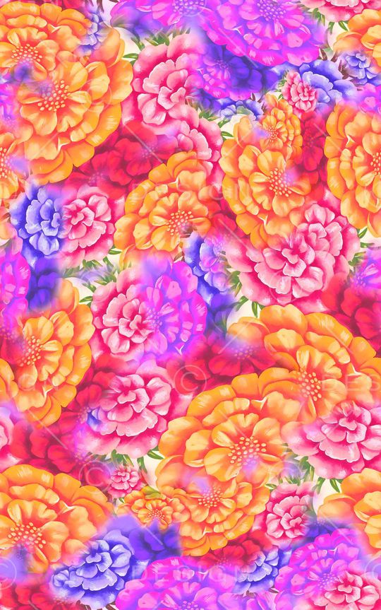 数码★花卉图案印花华亿平台图片