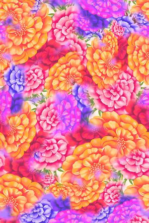 数码★花卉图案印花华亿平台图片