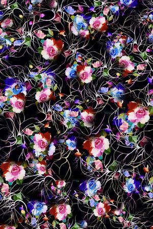 数码★花卉图案印花华亿平台图片