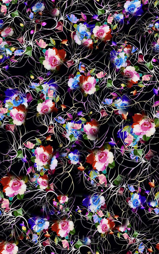 数码★花卉图案印花华亿平台图片