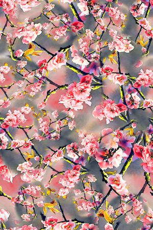 数码★花卉图案印花华亿平台图片