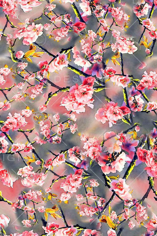 数码★花卉图案印花华亿平台图片