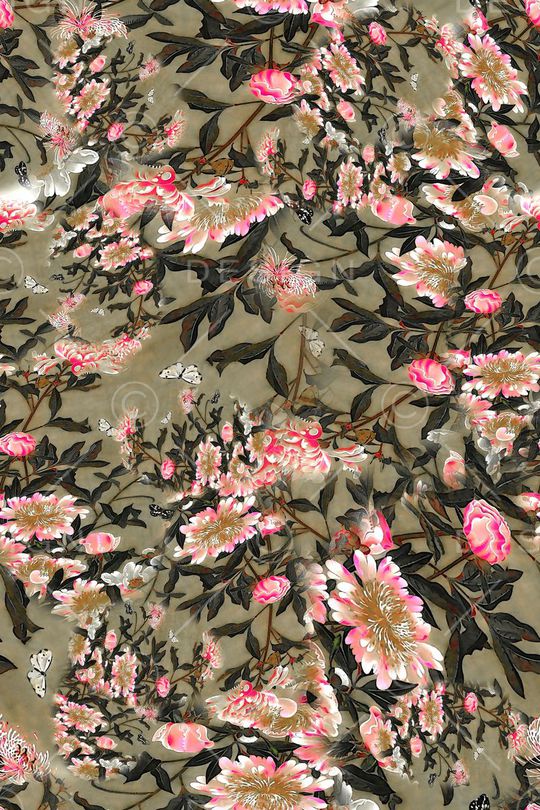 数码★花卉图案印花华亿平台图片