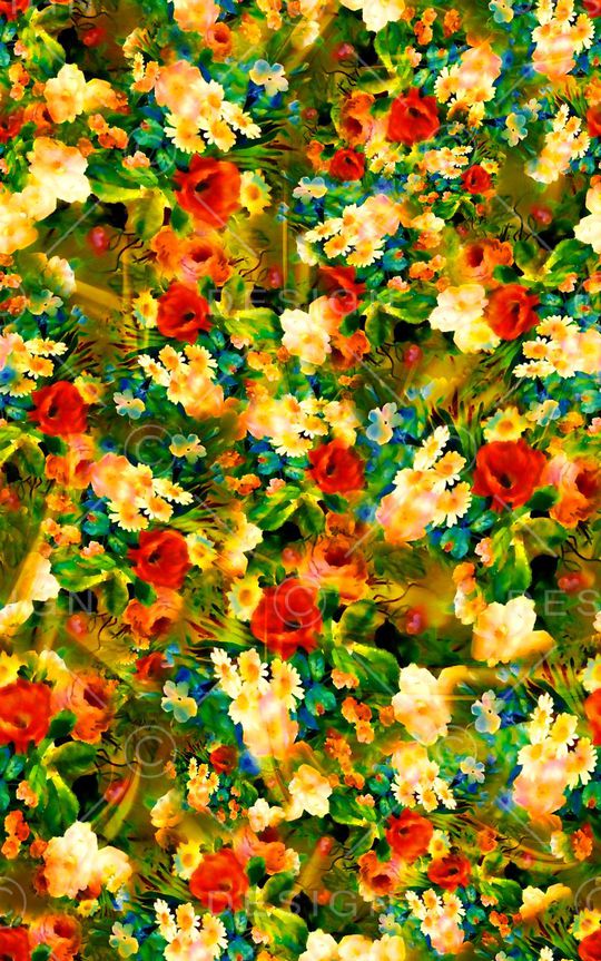 数码★花卉图案印花华亿平台图片