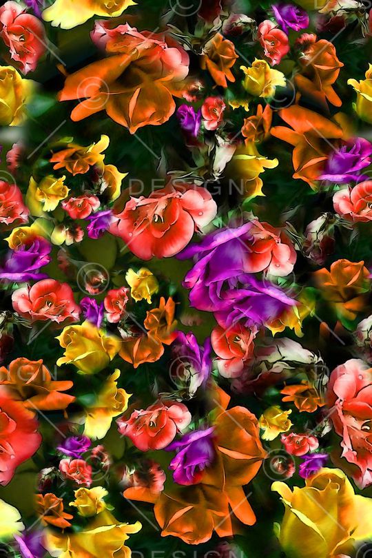 数码★花卉图案印花华亿平台图片