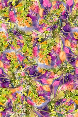 数码★花卉图案印花华亿平台图片