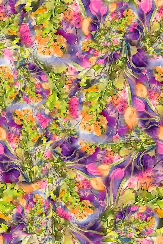 数码★花卉图案印花华亿平台图片