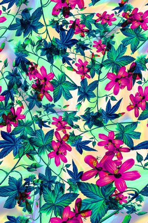 数码★花卉图案印花华亿平台图片