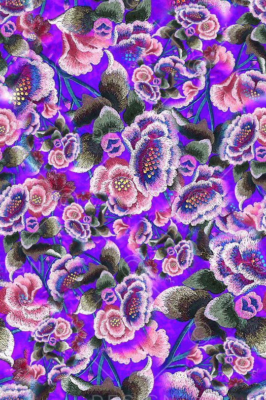 数码★花卉图案印花华亿平台图片