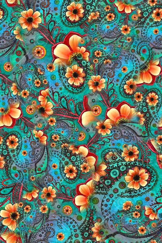 数码★花卉图案印花华亿平台图片