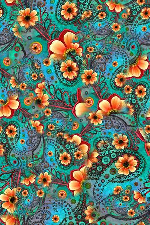 数码★花卉图案印花华亿平台图片