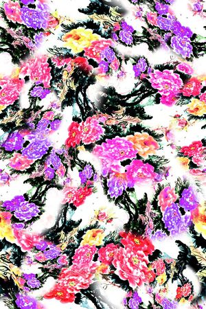 数码★花卉图案印花华亿平台图片