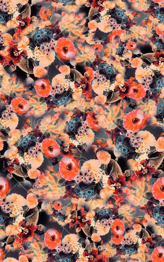 数码★花卉图案印花华亿平台图片