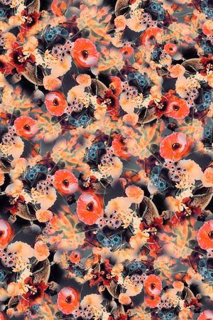 数码★花卉图案印花华亿平台图片