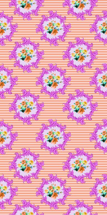 313091-复古欧式田园风格条纹手绘鲜花碎花女