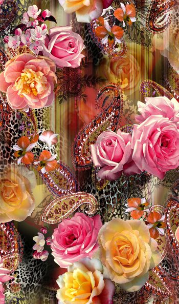 313277-华丽花卉蕾丝佩斯利设计