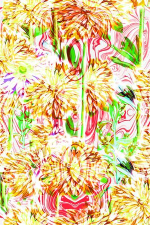 抽象水彩花卉印花华亿平台图片