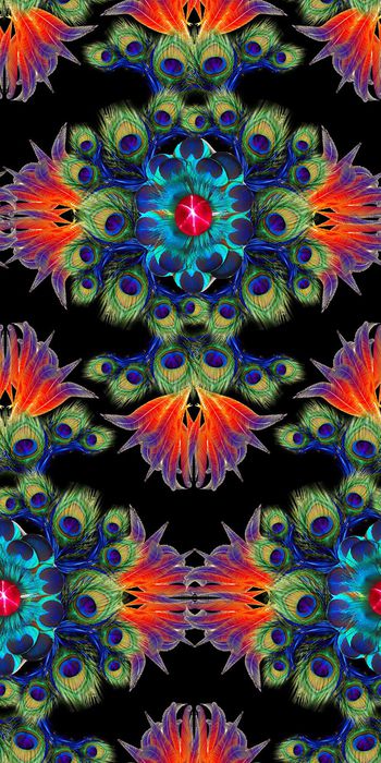 313495-复古欧式宫廷风对称动物纹孔雀羽毛欧