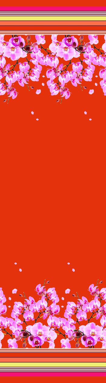 313597-定位裙边条纹兰花