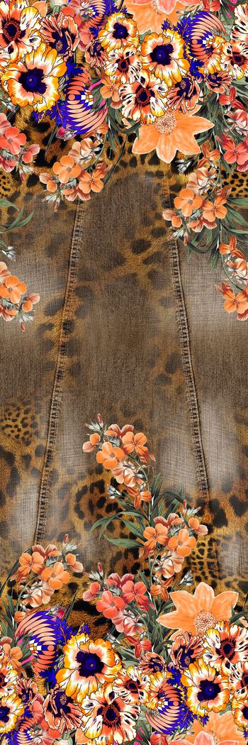 314909-定位花卉牛仔豹纹动物纹组合