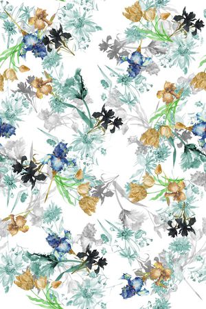 花卉组合印花华亿平台图片