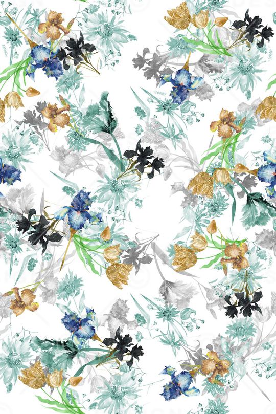 花卉组合印花华亿平台图片