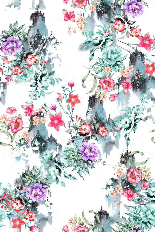 花卉组合印花华亿平台图片