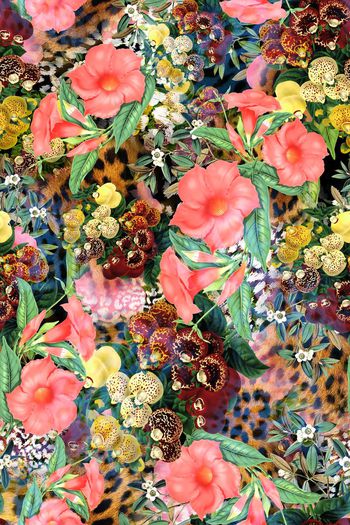 316162-多彩花卉动物纹豹纹组合