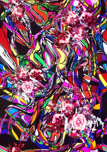 316287-绚丽几何条格花卉111