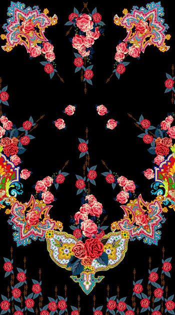 316297-佩斯利火腿纹腰果民族风玫瑰花对称定