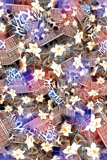 316332-多彩花卉花朵几何格纹动物纹豹纹组合