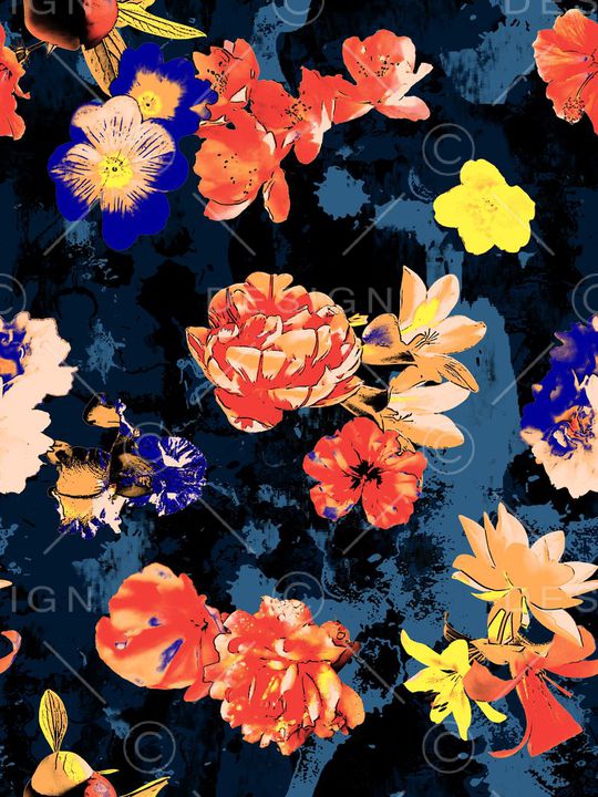 传统★花朵图案印花华亿平台图片