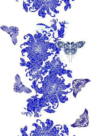 青花瓷印花华亿平台图片