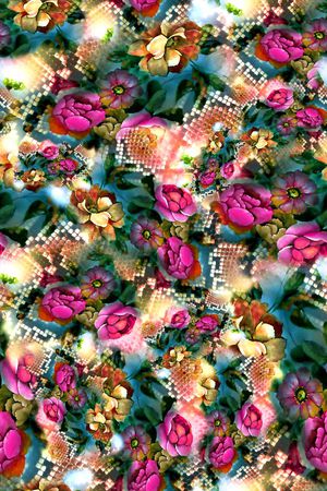 数码★花卉图案印花华亿平台图片