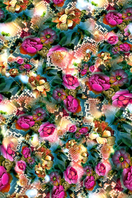 数码★花卉图案印花华亿平台图片