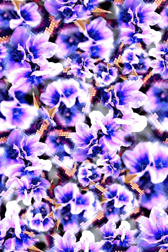 数码★花卉图案印花华亿平台图片