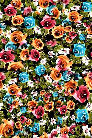 数码★花卉图案印花华亿平台图片