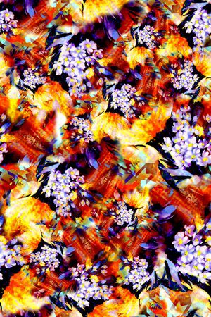 数码★花卉图案印花华亿平台图片