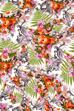 数码★花卉图案印花华亿平台图片