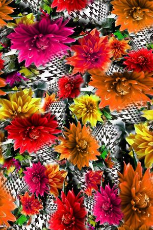 数码★花卉图案印花华亿平台图片