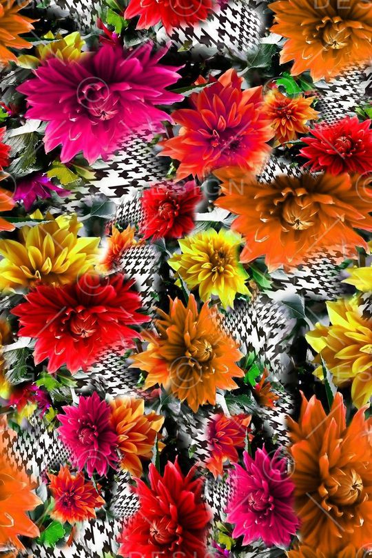 数码★花卉图案印花华亿平台图片