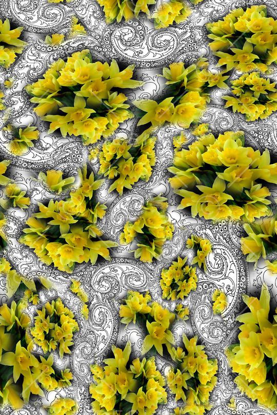 数码★花卉图案印花华亿平台图片