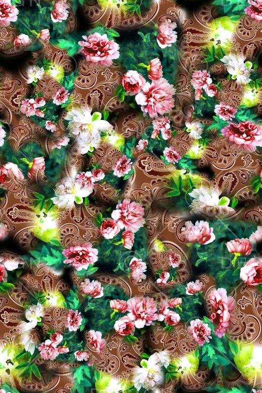 数码★花卉图案印花华亿平台图片