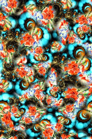 数码★花卉图案印花华亿平台图片