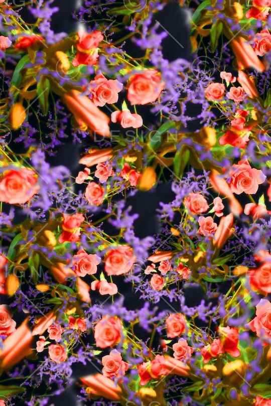 数码★花卉图案印花华亿平台图片