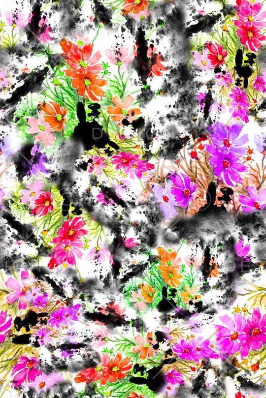 数码★花卉图案印花华亿平台图片