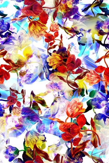 317588-多彩抽象花卉花朵组合