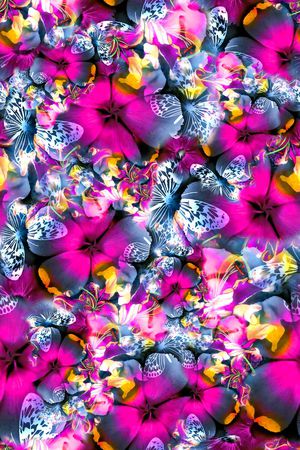 数码★花卉图案印花华亿平台图片