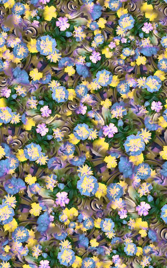 数码★花卉图案印花华亿平台图片